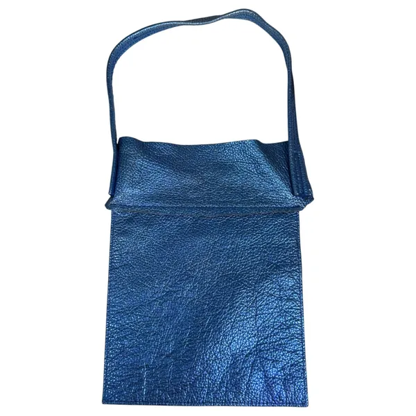 Kurt Geiger Blue Metallic Quirky Pebbled Leather Suede Shoulder Purse Handbag - Image 3