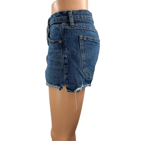 Abercrombie & Fitch The Mom Women's Blue High Rise Cut Off Denim Jean Shorts 27 - Image 2