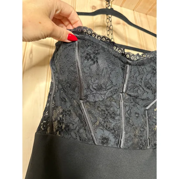 NWT Lulus Sultry Persona Black Lace Strapless Bustier Bodycon Mini Dress Party M - Image 4