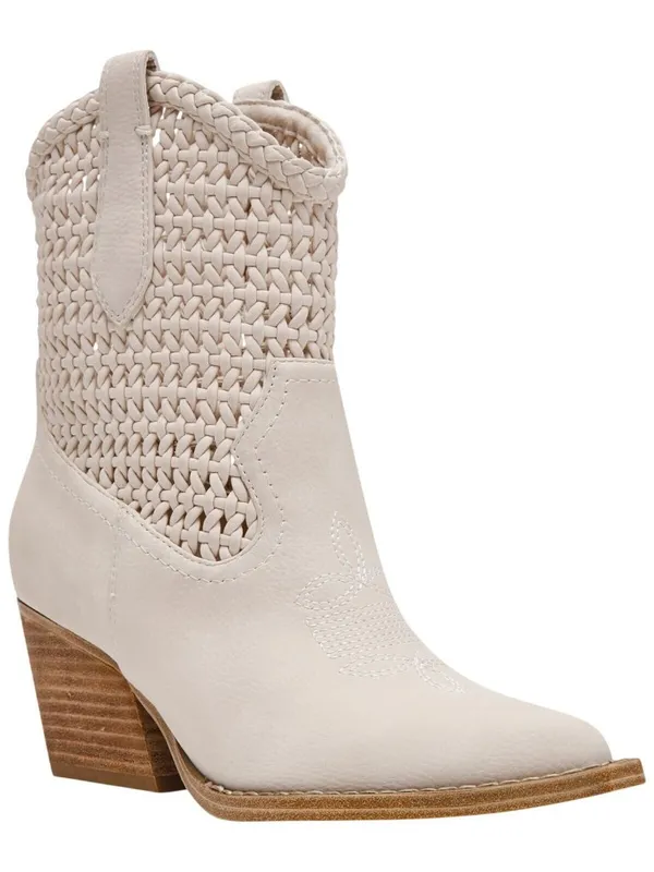 NWT DV Dolce Vita Leather Pull-On Pointed Toe Western Booties Ivory Off White 8M - Image 2