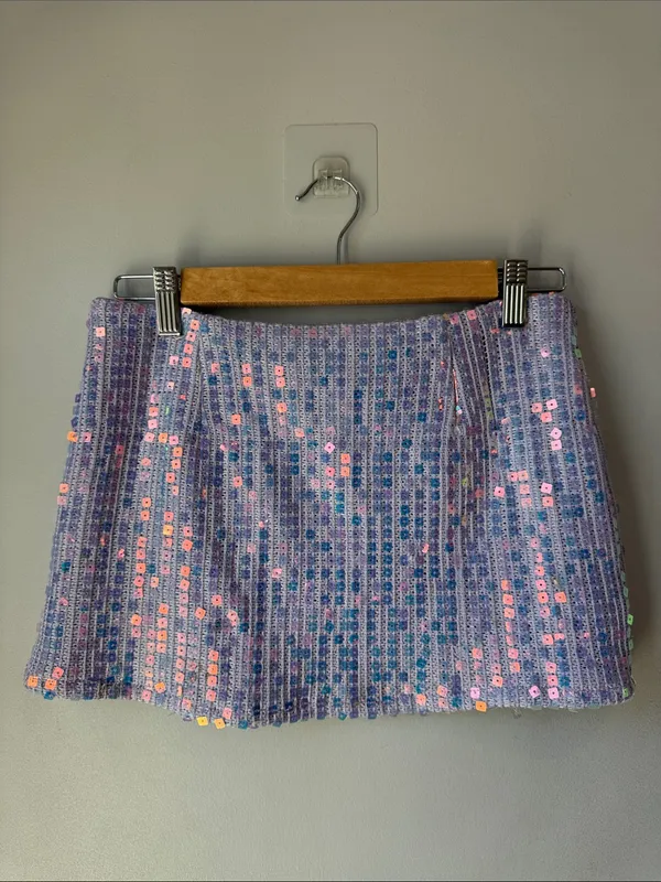 Princess Polly Sequin Headliner Shimmer Mini Skirt Purple - Image 3