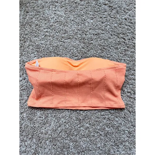 aerie Coral Textured Strapless Bikini Set - Image 7