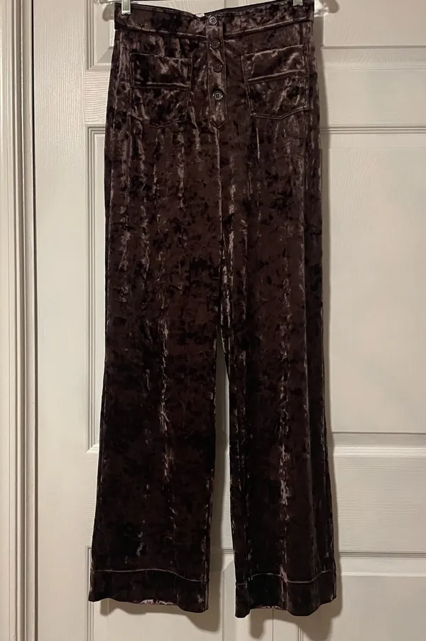 Halara Wide-Leg Faux Crushed Velvet Pull-on Pants - Image 4