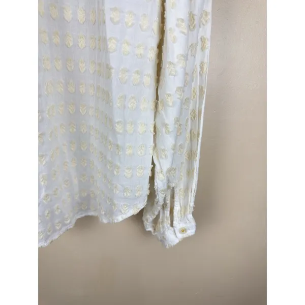 Anthropologie Pilcro Tavi Textured Blouse S Button Down Ivory Boho - Image 7