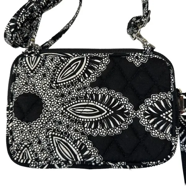 Vera Bradley Black Bianca Bouquet Crossbody Wallet - Image 9