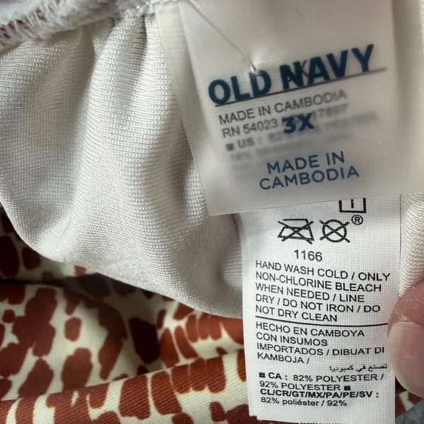 Old Navy Women's 3X Plus Size Brown White Spotted O-Ring V-Neck Bikini Swim Top - Image 5