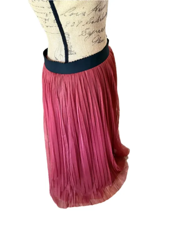 Zenana Pleated Tulle/Mesh Maxi Skirt Women's Size L NWT - Image 3