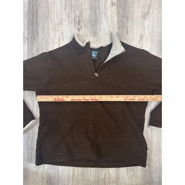 Kuhl Alfpaca Fleece Quarter Zip Pullover Brown Women Large Mock Neck Shearling - Image 5