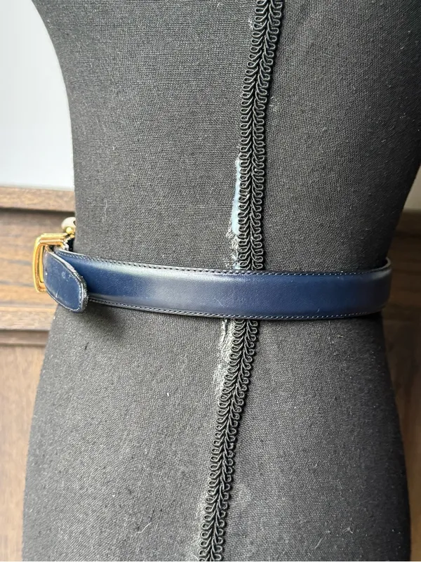 Brighton Navy Leather Belt with Gold-Tone Buckle - Image 4