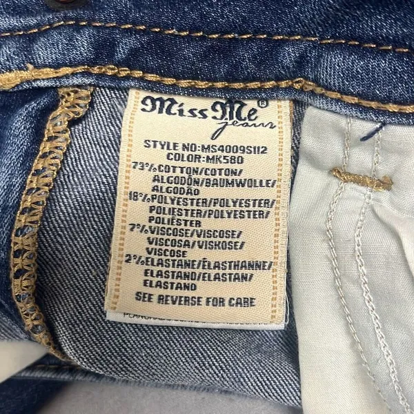 Miss Me 26 X 29 Skinny Mid Rise Denim Jeans Blue 5‎ Pockets Stretch Distressed - Image 9