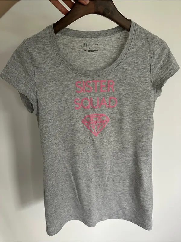 No Boundaries Sister Squad Gray Crewneck Cotton Tee XS - Image 3
