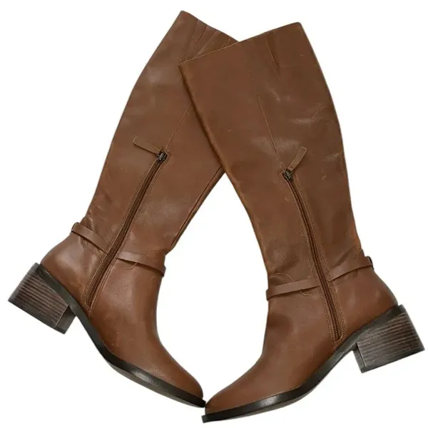 Linea Paolo Kamile Knee High Almond Toe Leather Tan Riding Boots(Size 9M) - Image 4
