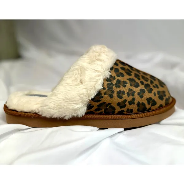 Volatile Microsuede with Faux Shearling Slipper Leopard Fluff 9 Brown - Image 10