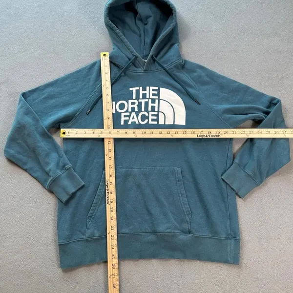 The North Face Womens M Teal Blue Half Dome Logo Pullover Hoodie Sweatshirt - Image 3