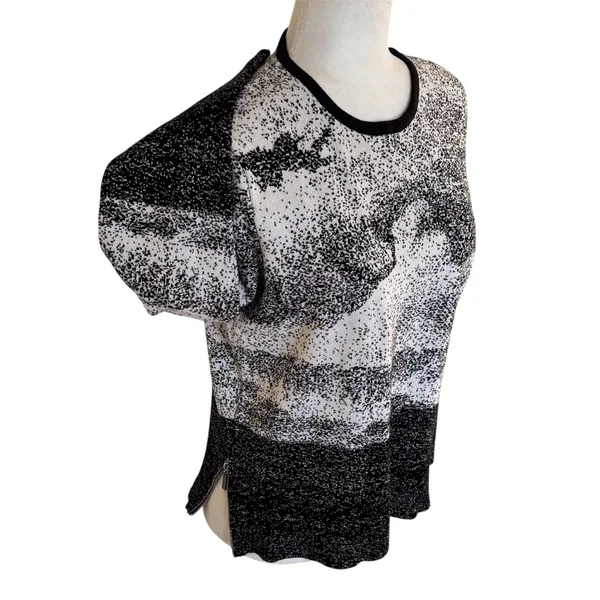 YAL New York Black White Speckled Crew Neck Sweater L - Image 3