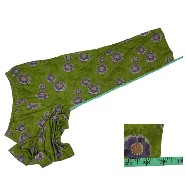 Gudrun Sjoden Green Floral Wide Leg Pants Lagenlook Mori Girl Cottagecore Boho M - Image 2