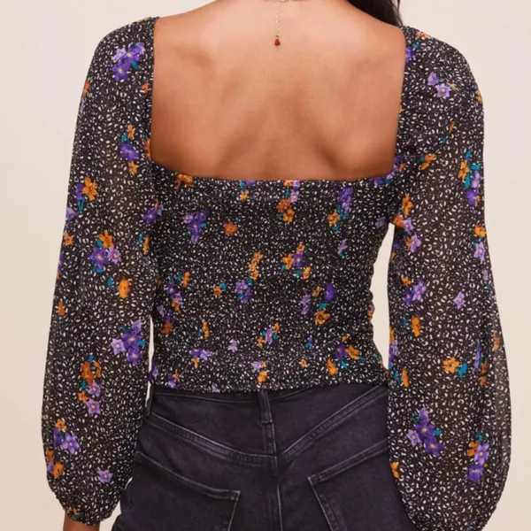 ASTR Black floral Blouse, Medium - Image 3