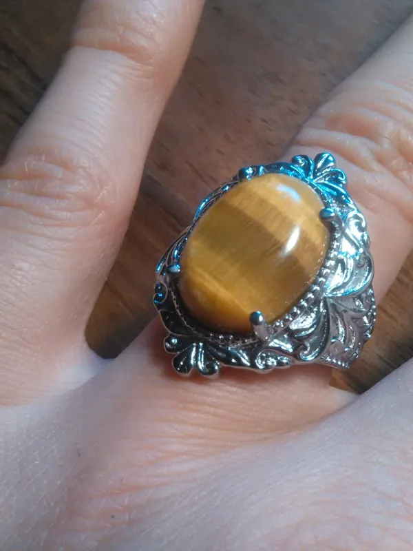 Tiger's Eye Stainless Steel Ring (Size 6) - Image 13