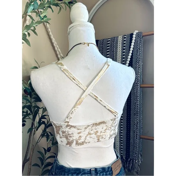 Astoria Activewear White Gold Snake Print Sports Bra Small - Image 7