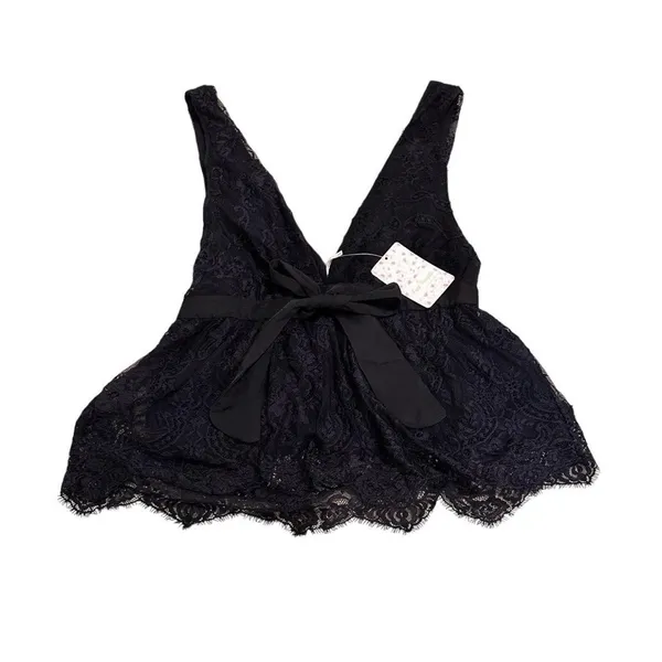 FREE PEOPLE NWT Peplum Black Lace Babydoll Tank - Image 3
