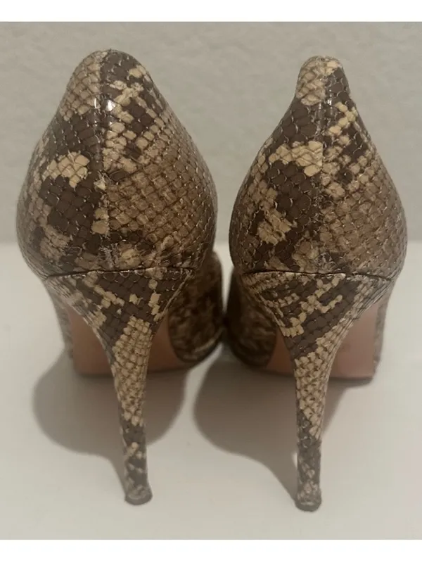 COACH Chelsey Natural Snake-Embossed Leather Round Toe Pumps High Heels Size 9 - Image 4