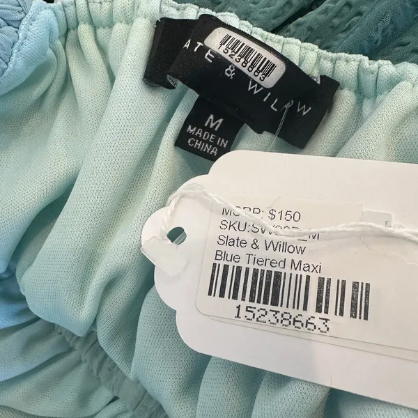 Slate & Willow Green Tiered Ruffle Maxi Dress MEDIUM Cottage Sundress Party $150 - Image 11