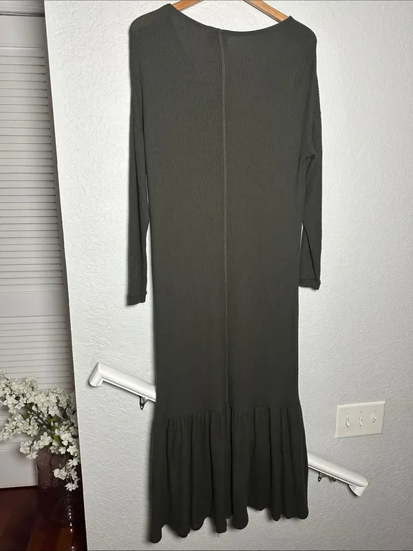 NEW Anthropologie Taylor Ribbed Maxi Dress Saturday Sunday Olive Green Medium - Image 8