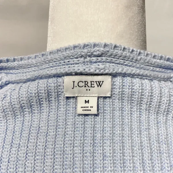 J Crew Cotton V-Neck Vented Hem Tunic Sweater AV009 Light Blue Size Medium - Image 12