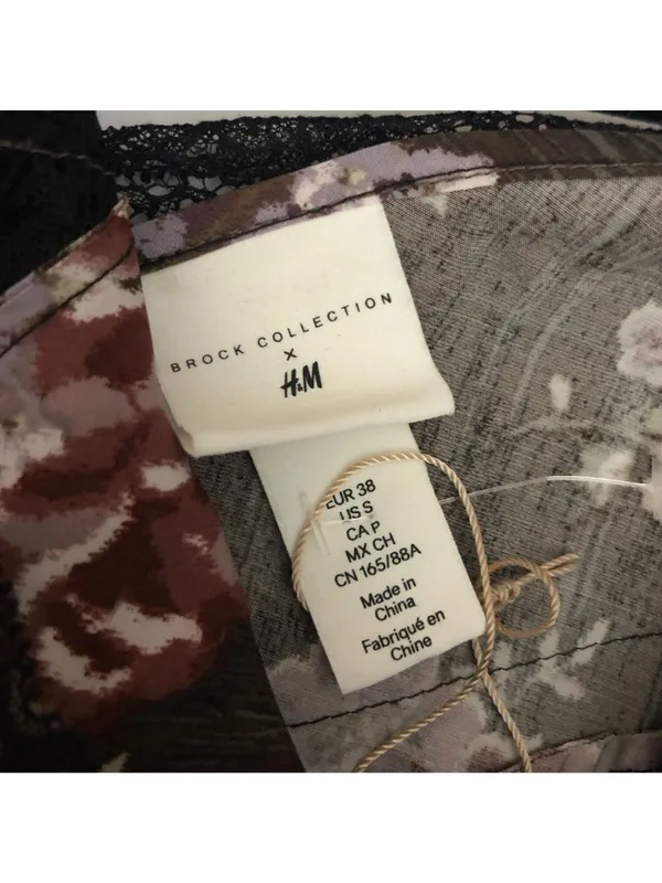 Brock Collection X H&M Floral Maxi Dress With Lace Trim Side Slit Brown Size S - Image 4