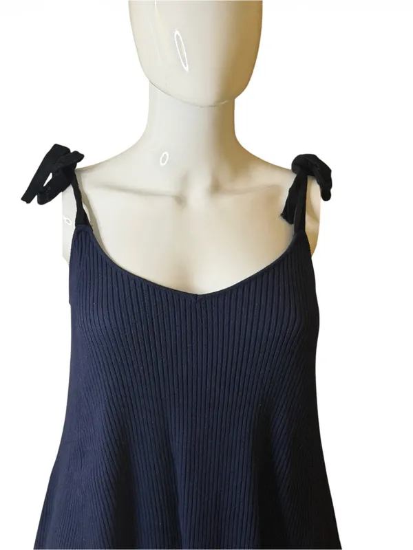 Zara Ribbed Tie-Shoulder Swing Mini Dress - Image 3