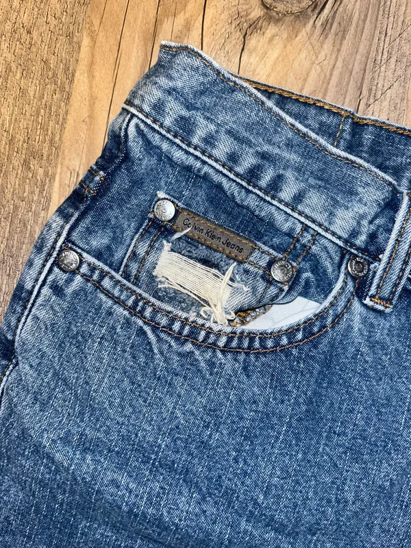 Calvin Klein Distressed Vintage Jean Shorts - Image 2