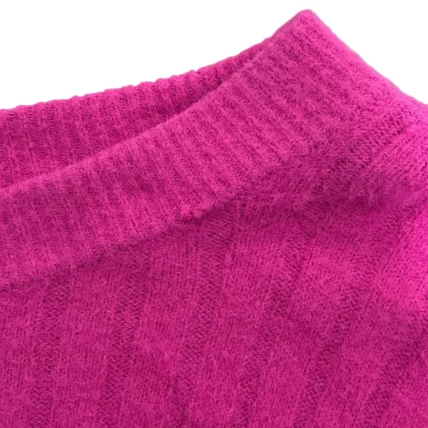 Aerie Ribbed Knit Pullover Magenta Pink Split Cuff Relaxed Sweater Size XS - Image 8