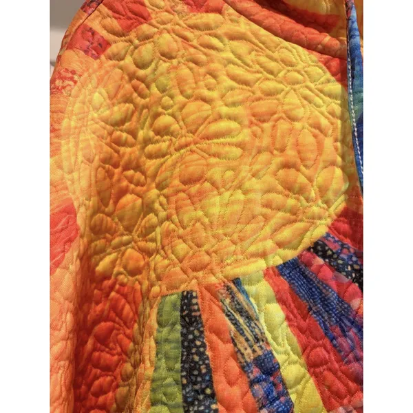 Women’s Sunshine Multicolor Quilted Patchwork Pullover Hoodie Boho Sun Ray XL - Image 8