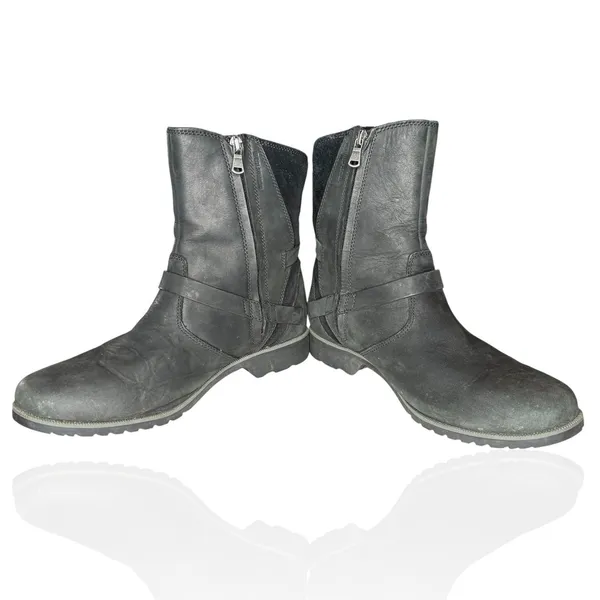 Teva 9.5 De La Vina Dos Black Leather Suede Waterproof Zip Up Buckle Boots‎ - Image 7