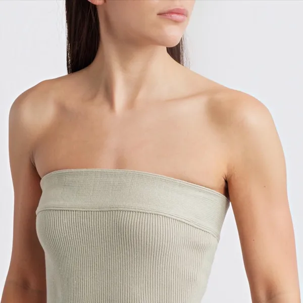 New! Free People Ravena Strapless Maxi Sweater Dress Lima Bean Size Large - Image 4