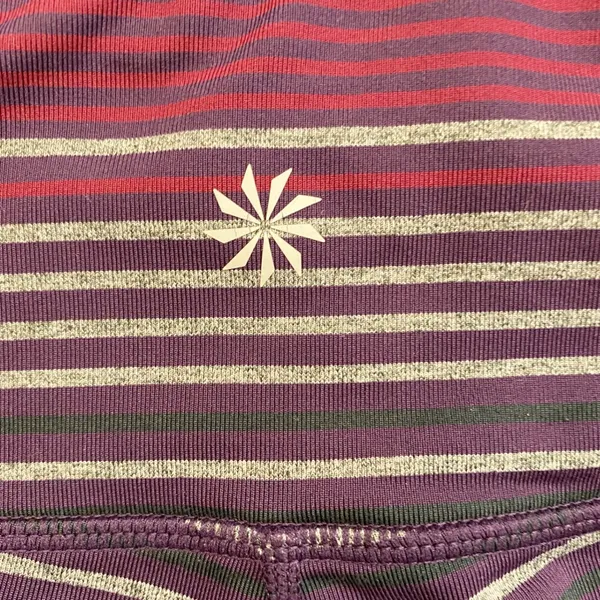 Athleta Womens‎ High Rise Striped Leggings Purple Burgundy Grey Small 349333-01 - Image 9