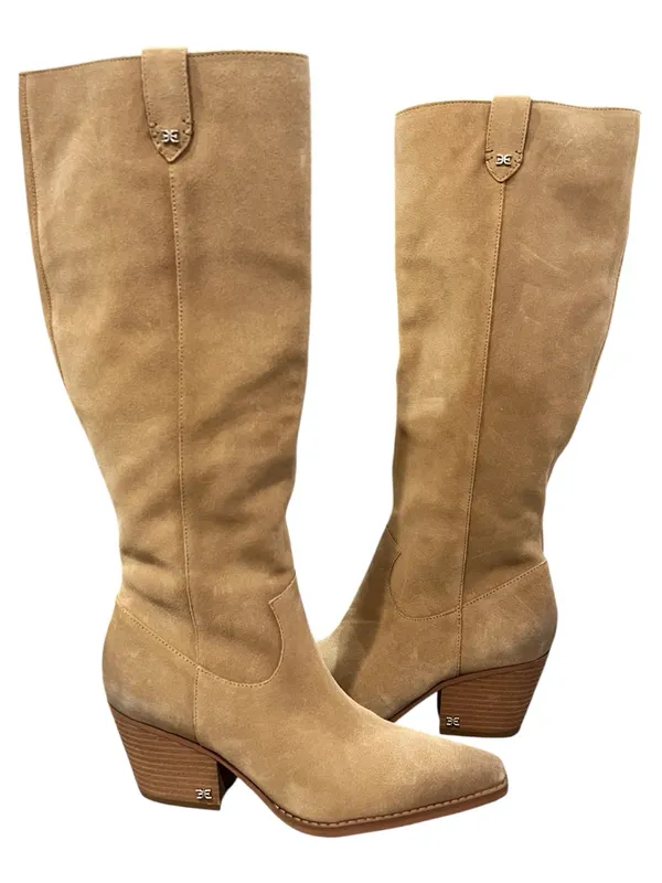 Sam Edelman Woods Knee High Boots Tan Suede Leather Western Boots Size 9 EU 40 - Image 2