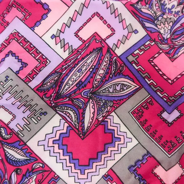 Vintage Pink & Purple Geometric Silk Square Scarf Wraps - Image 3