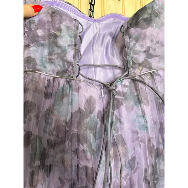 Lulus Most Beautiful Day Purple Floral Print Organza Maxi Dress Holiday Small - Image 7