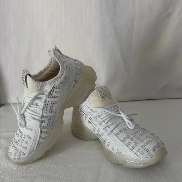 CloudAir women’s Size 6 Rhinestone Sneakers White Chunky Platform Shoes(B121)✨ - Image 2
