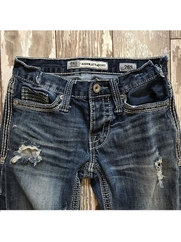 BKE Aiden Straight Distressed Jeans Size 26 Short - Image 5