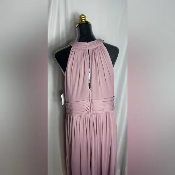 David’s Bridal formal gown blush Pink Halter Dress elegant effortless 16 NWT - Image 5