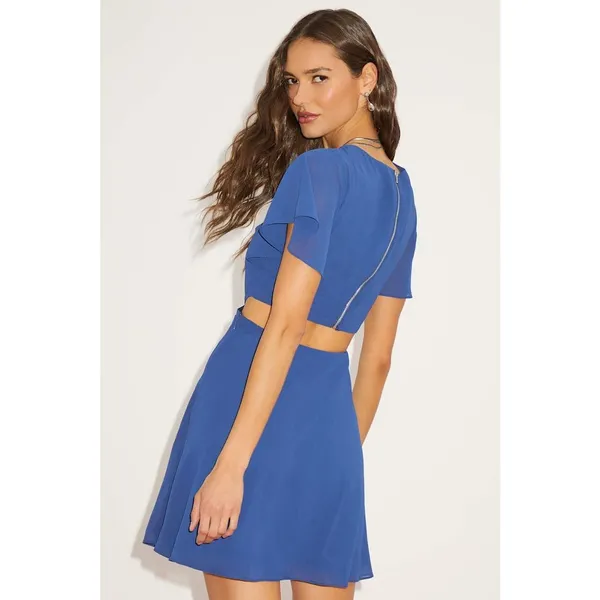 NWT Lulus Blissful Love Blue Cutout Mini Skater Dress Party Night Out Size M - Image 3