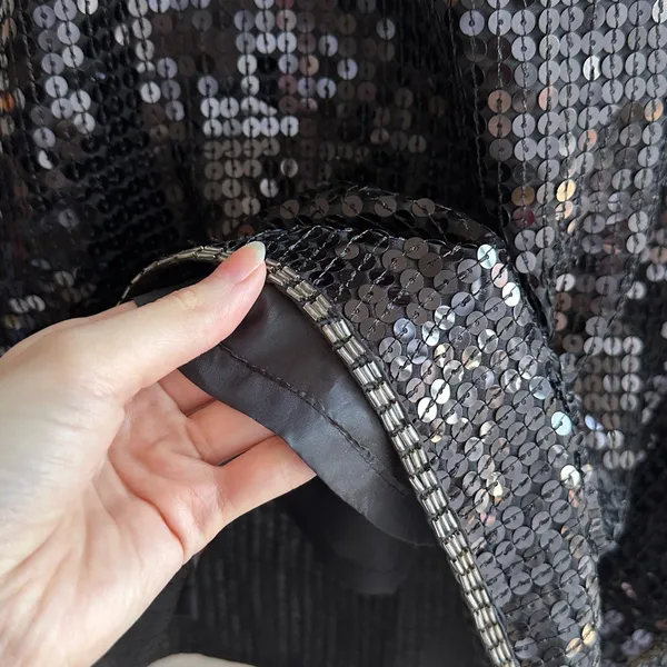 Miss Me Beaded Neck Sequin Mini Y2K Cocktail Dress, Black/Silver, Size Medium - Image 5