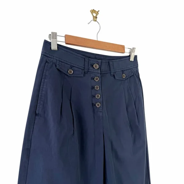 J. Crew Pleated Button Front Pants in Chino Navy Blue Size 2 NWT - Image 3