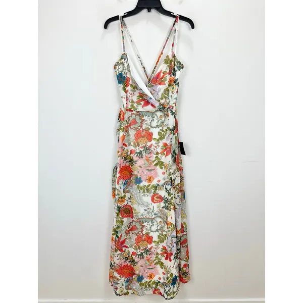 Lulus Amara White Multi Paisley Print Wrap Midi Dress Cocktail Resort XL NWT - Image 6
