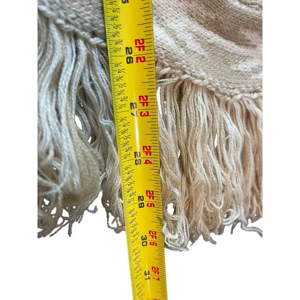 Cato Poncho Tan Knit Fringed Hem Pullover Sweater One Size NWT - Image 8