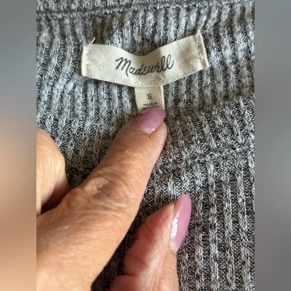 Madewell Ribbed Gathered Sleeve Top Gray Size Small‎ - Image 4