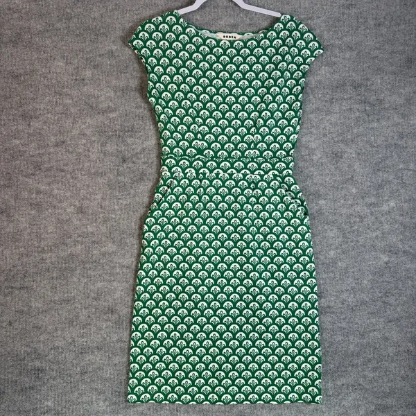 Boden Size-4R Womens Florrie Jersey Dress Cotton Green Short Sleeve - Image 2