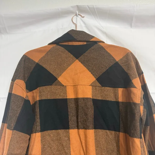 Blu Pepper Orange Plaid Buffalo Print Shacket Sz S - Image 10